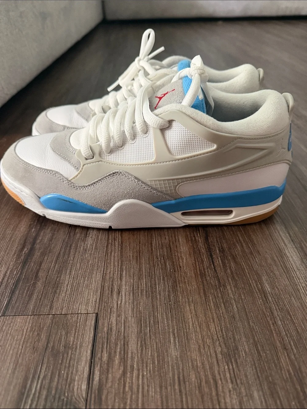 Jordan Low Top Sneakers - White, Light Blue, Gray, Red